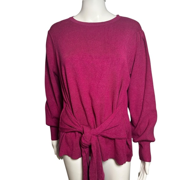 Nanette Lepore Fuchsia Tie-Front Sweatshirt XL New - Picture 1 of 6
